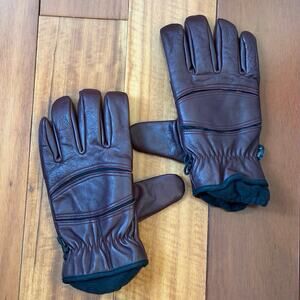 Leather Winter Gloves, Vintage, Brown Burgundy, Size Large, Unisex